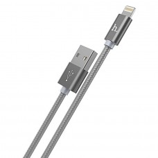 Кабель HOCO X2 Lightning to USB плетеный 1м серый